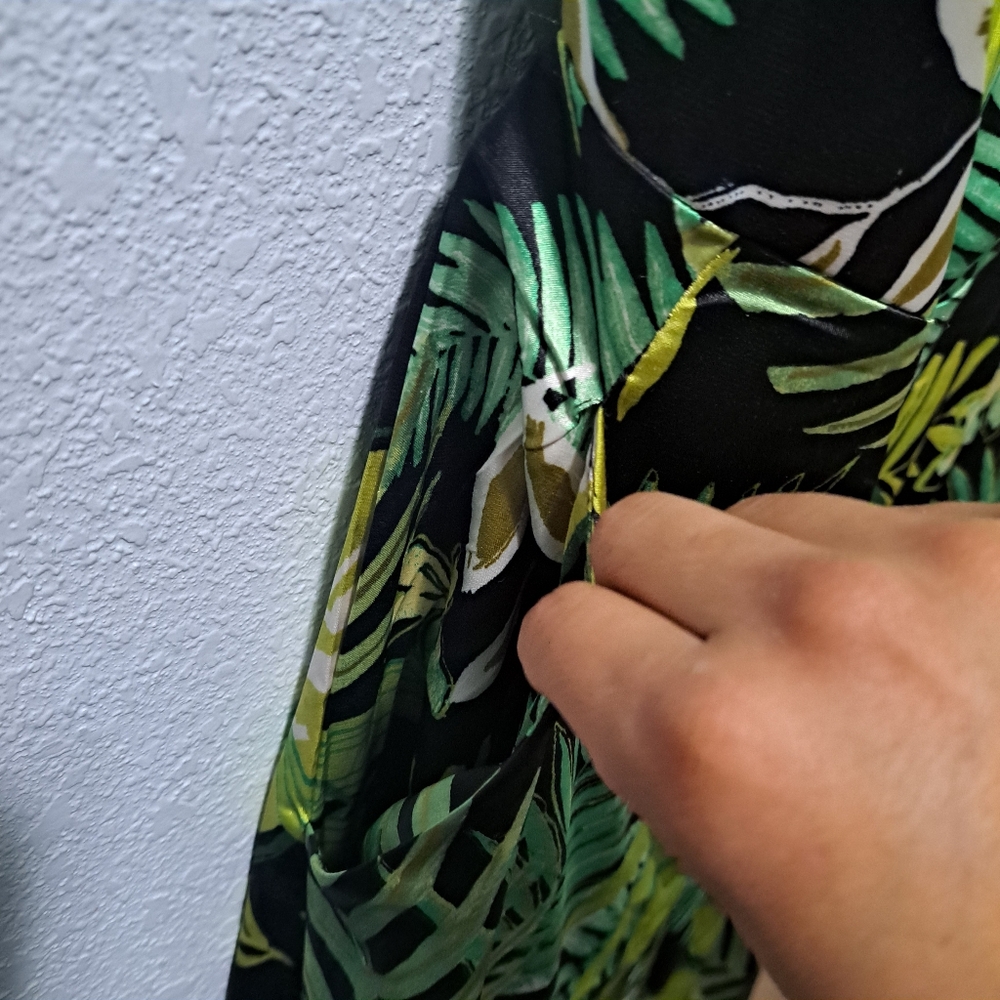 Aligned With You Satin Green Jumpsuit Tropical Fashion Nova - Picture 6 of 9